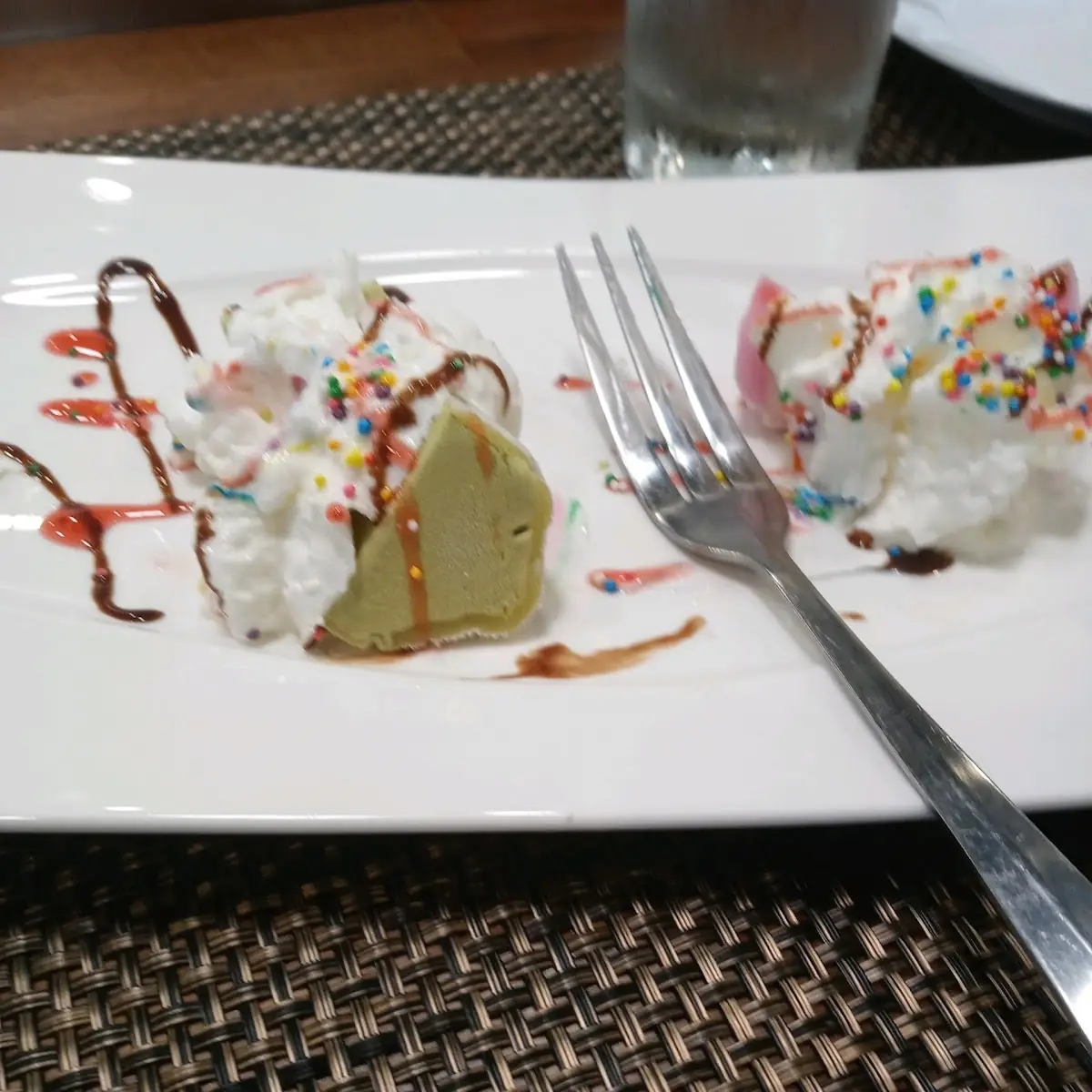 Mochi with Whipped Cream and Sprinkles