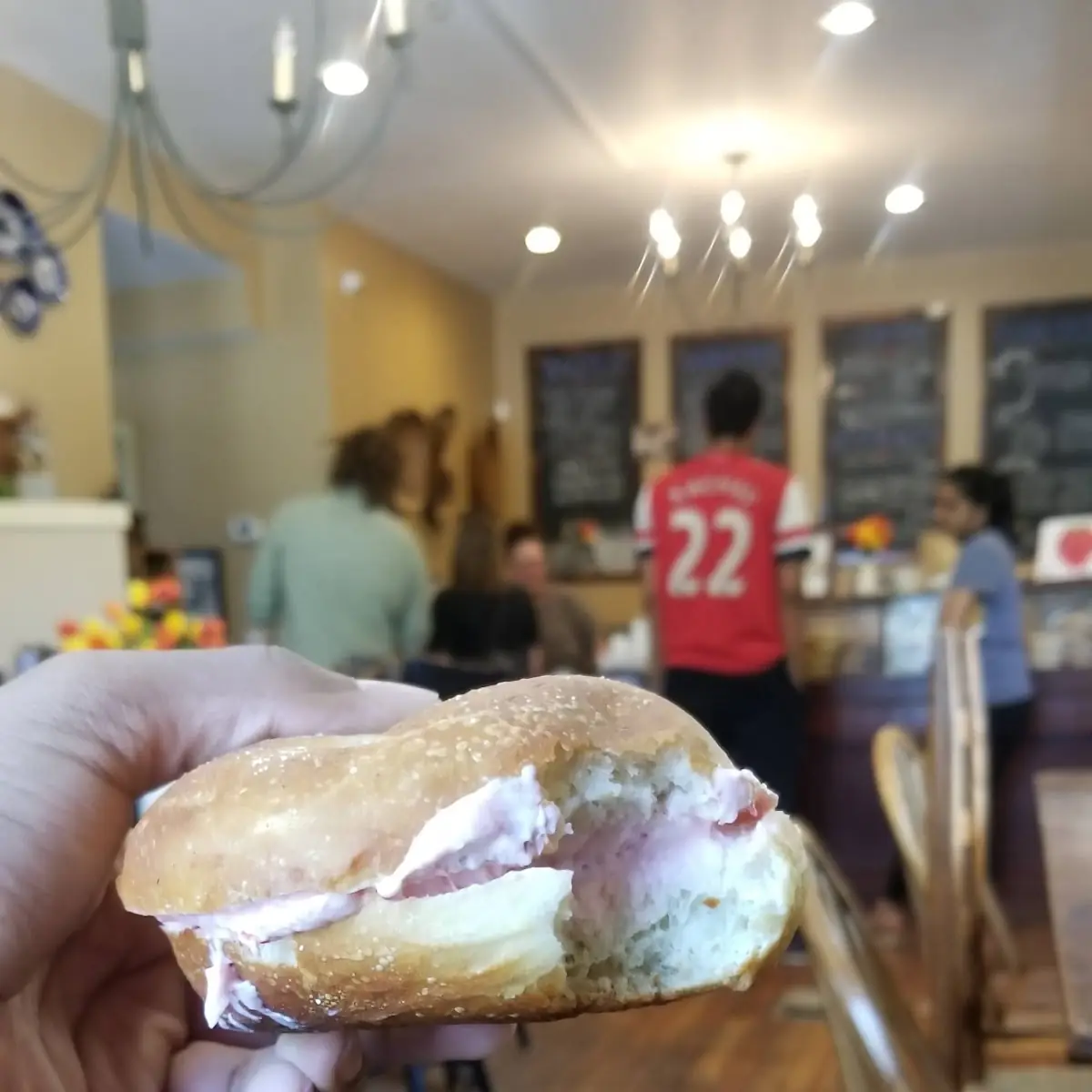 Plain Bagel with Strawberry Schmear