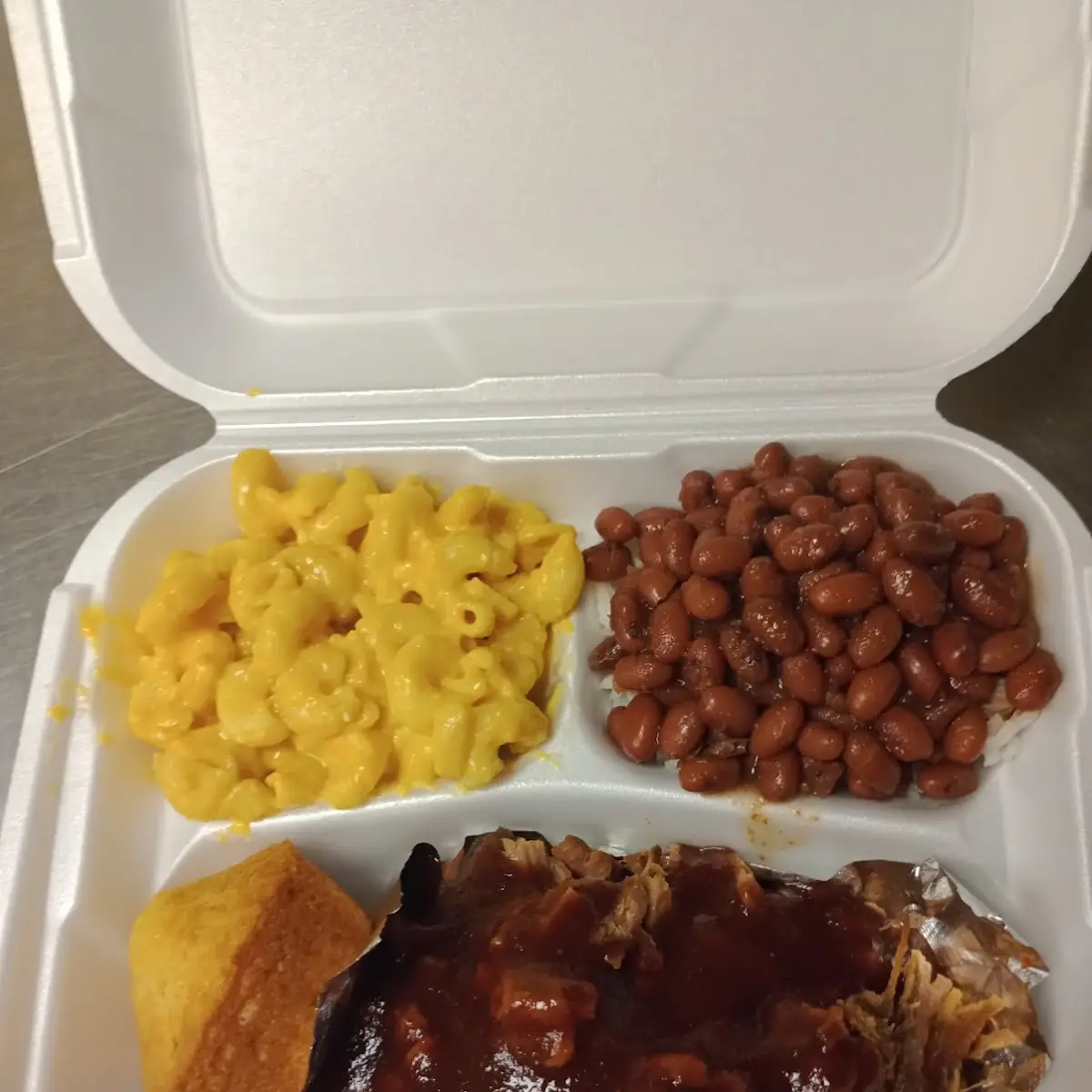 BBQ Pulled Pork Dinner 2 Sides & Cornbread