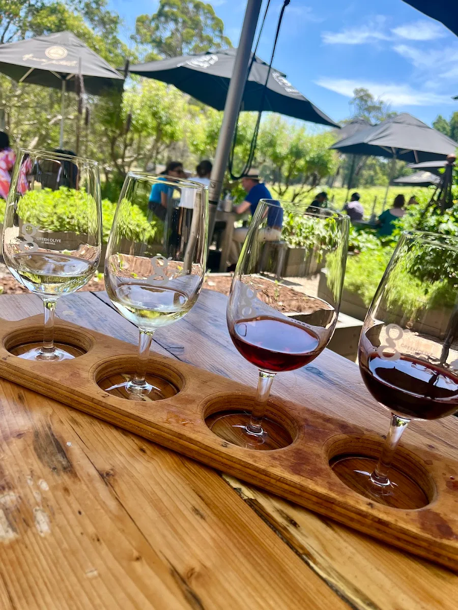Wine Tasting Paddle, Green Olive at Red Hill