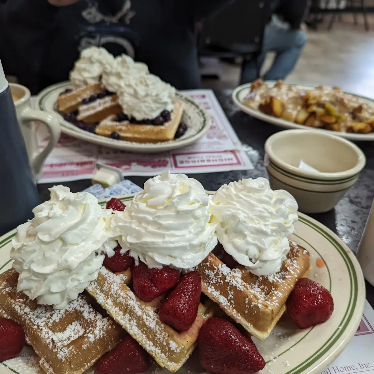 Belgian Waffles with Strawberries & Cream