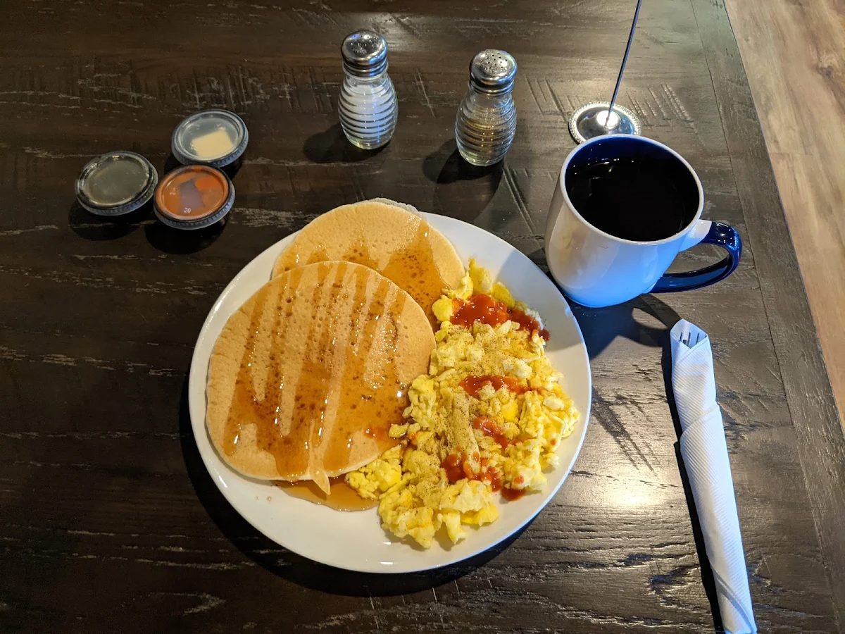 Scrambled Eggs and Pancakes