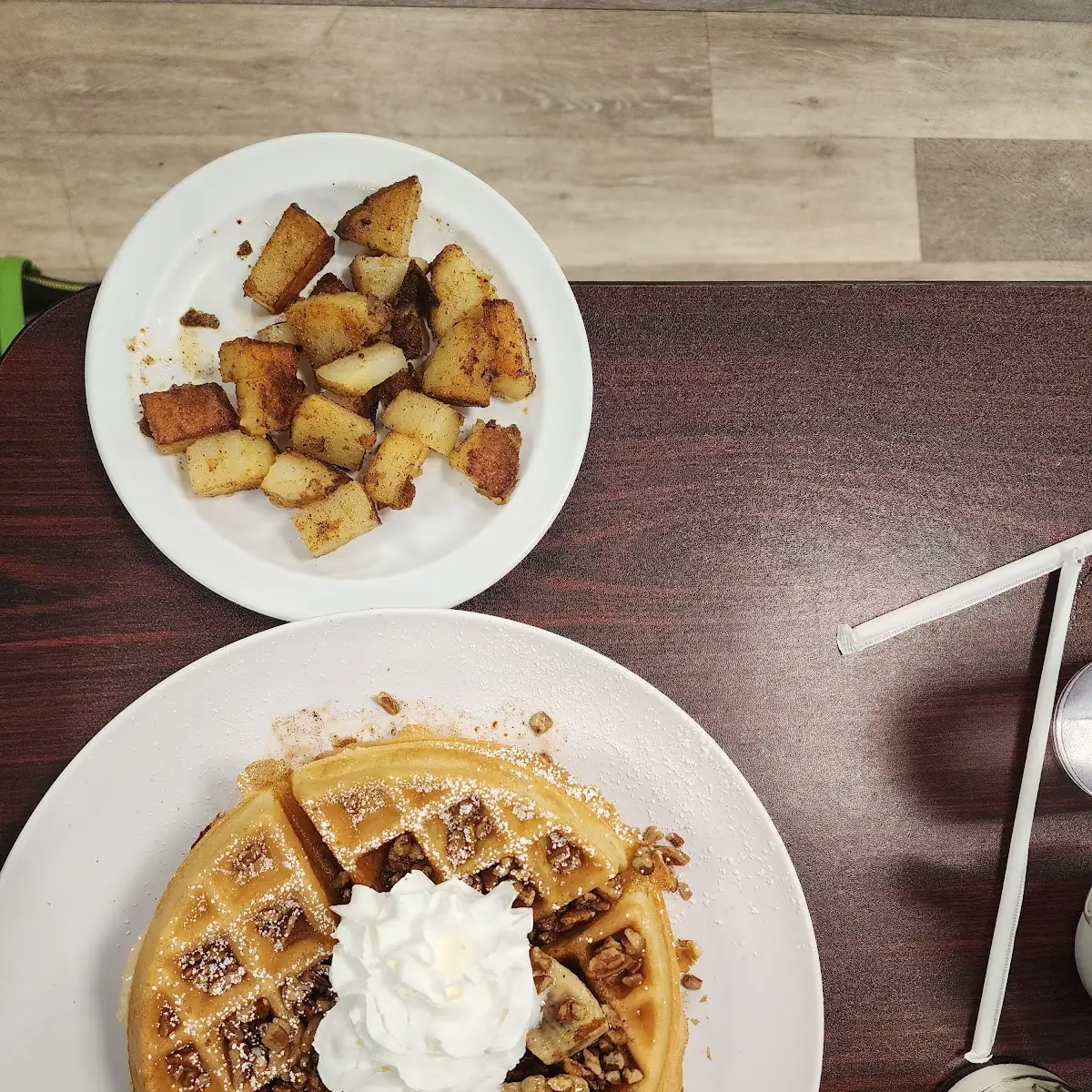 Bananas Foster Belgian Waffle