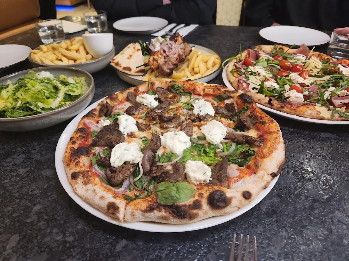 Souvlaki Pizza Bottom and Vegetarian Pizza Top, Melissa Oakleigh