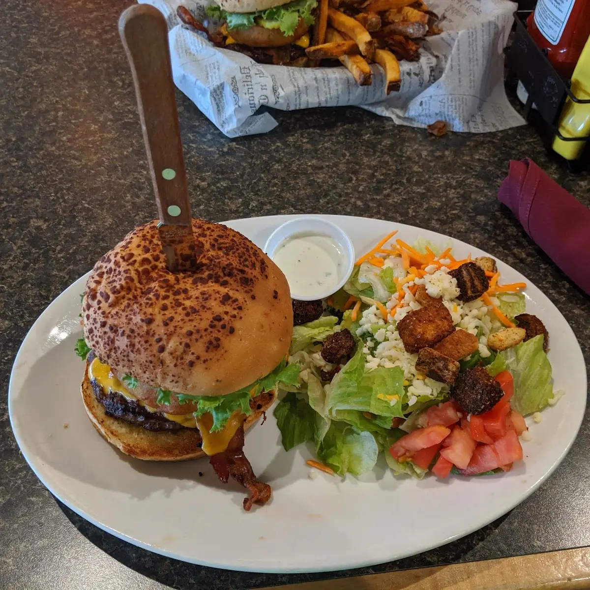Western Burger and a Salad