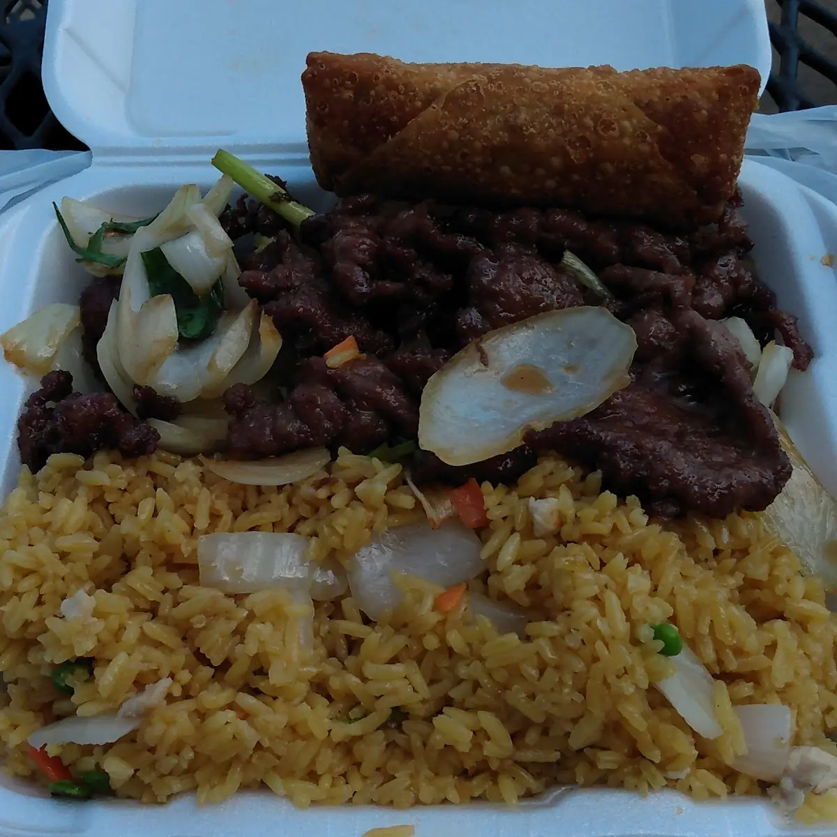 Mongolian Beef and Egg Roll