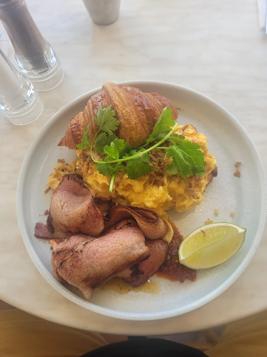 Chilli Scramble Eggs with Croissant and Bacon, L'Anse French Café & Croissanterie