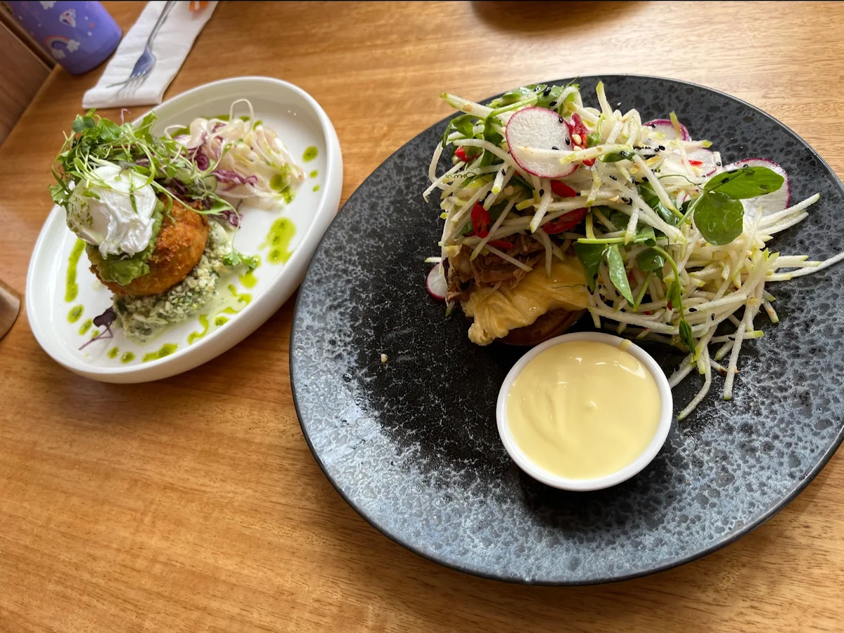Smoked Fish Croquette Bearnaise Benedict, L'Anse French Café & Croissanterie