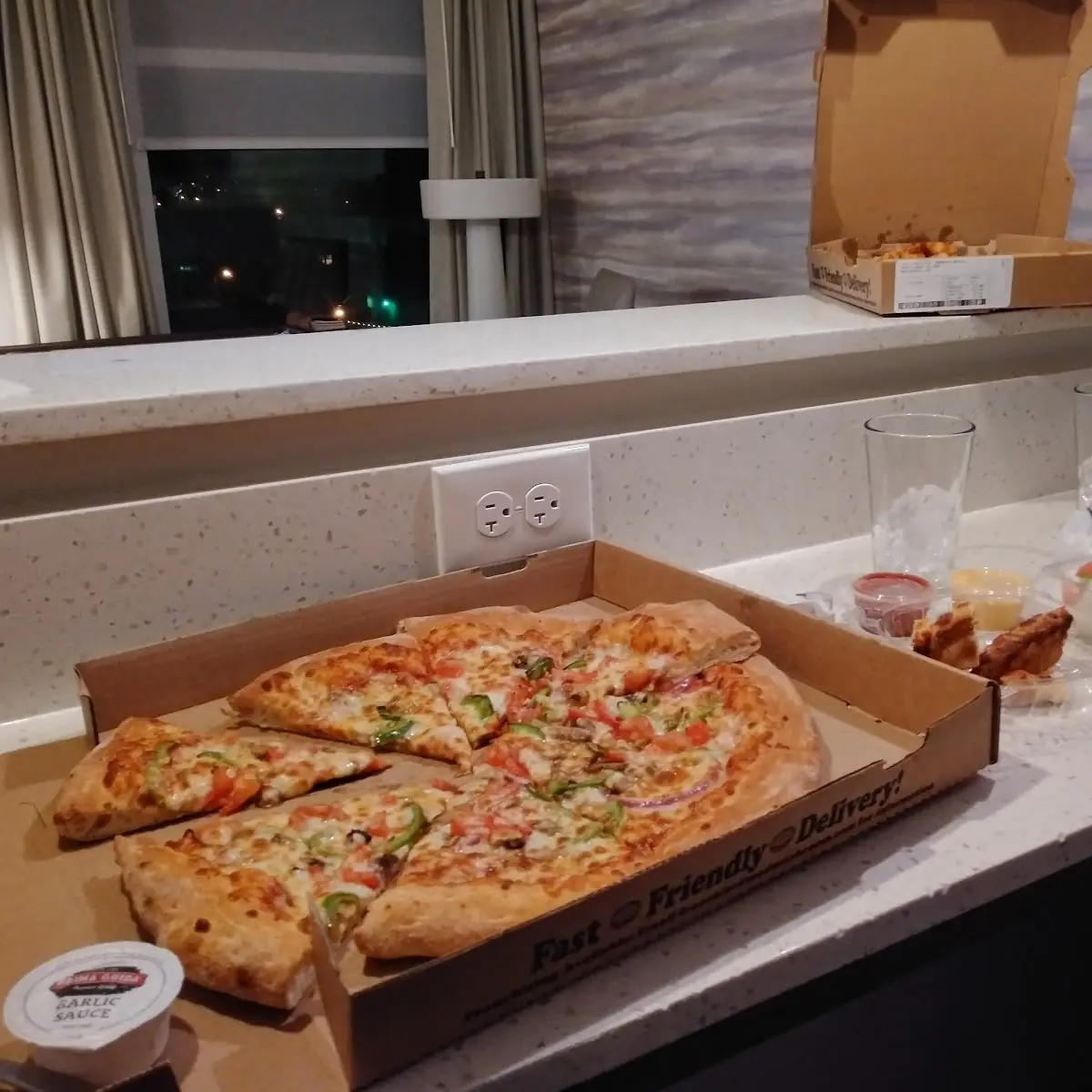 Veggie Pizza Cheese Sticks and Garden Salad