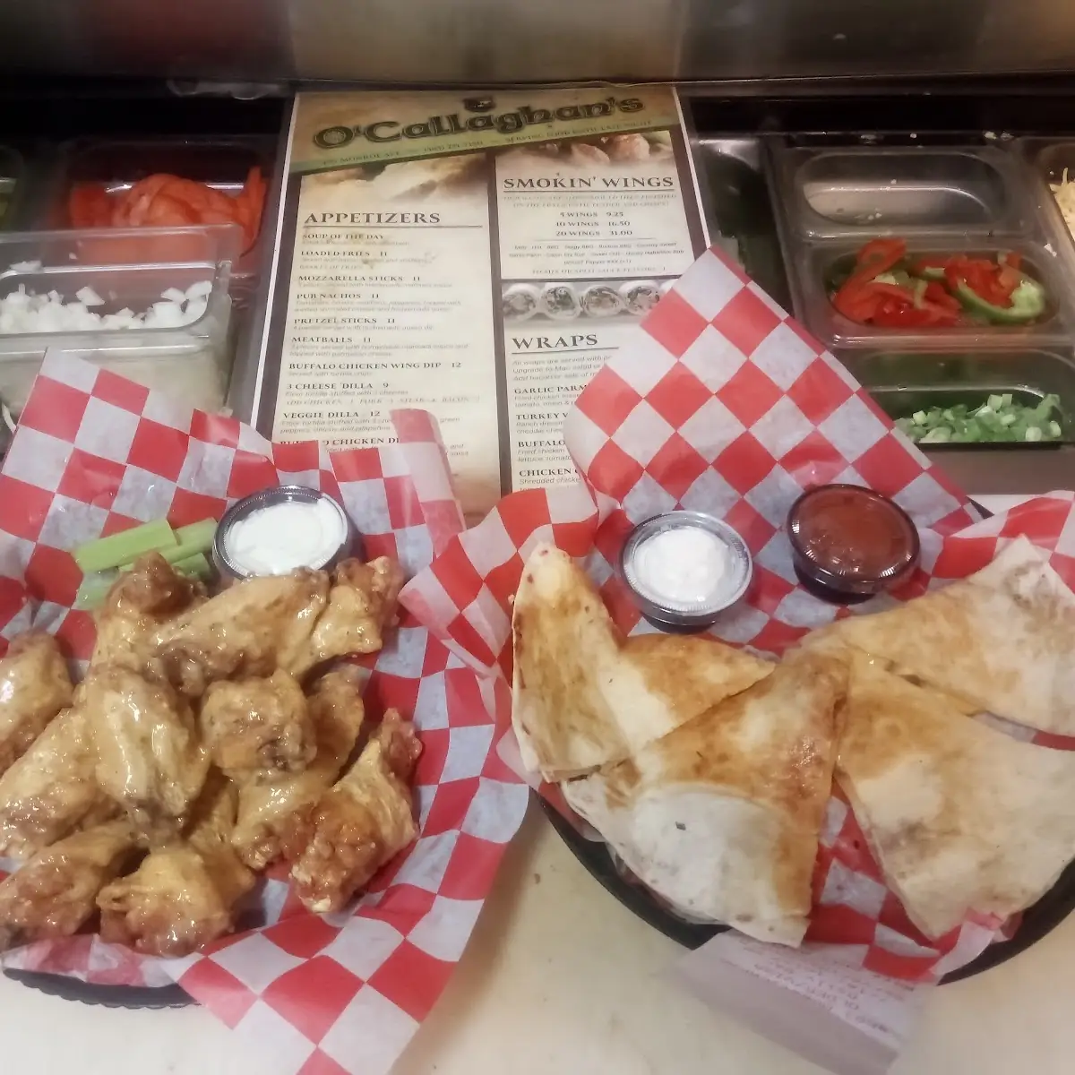 Cajun Rub Chicken Wings in Quesadillas