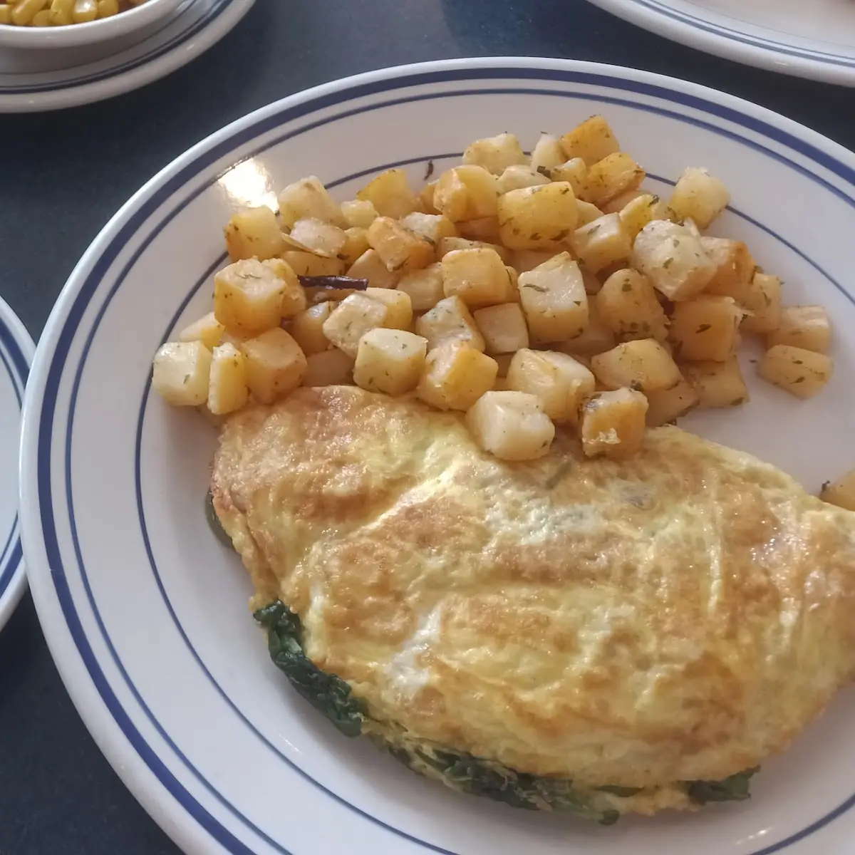 Over Cooked Spinach and Feta Omelet