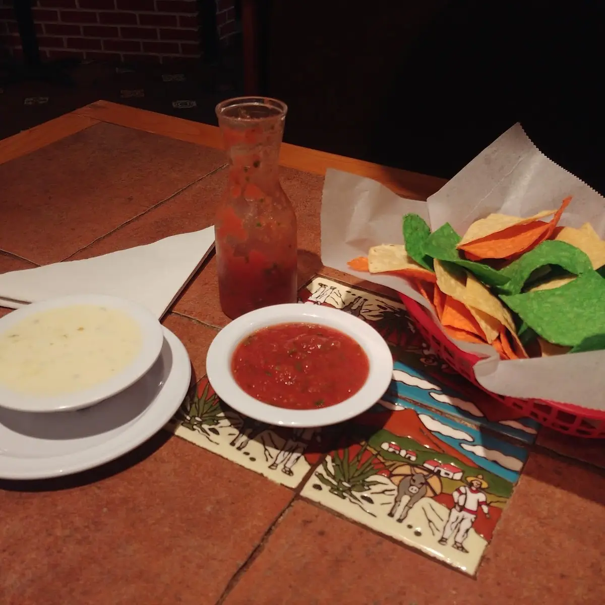 Chips and Salsa and Cheese Sauce