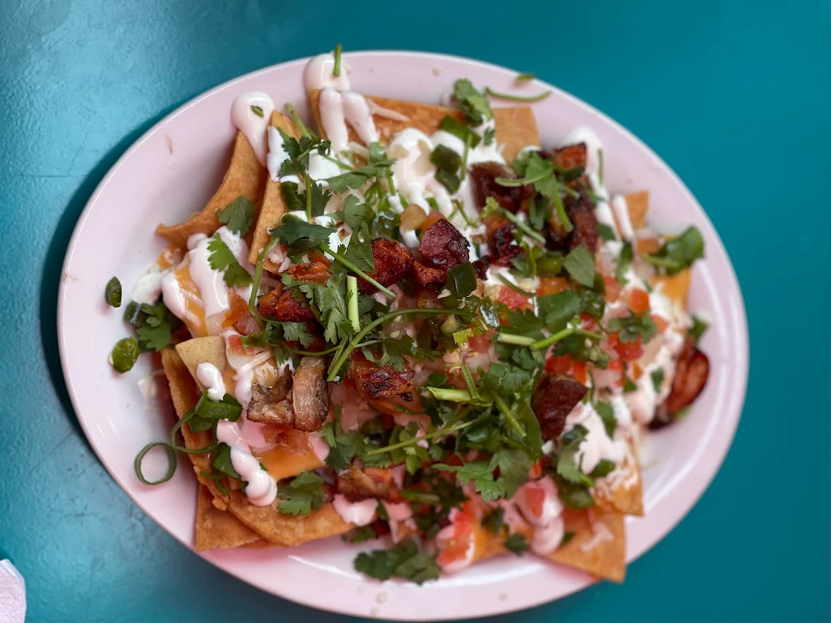 Chorizo Cotija & Pork Belly Nachos, The Mule Burlington (Formerly Burro)