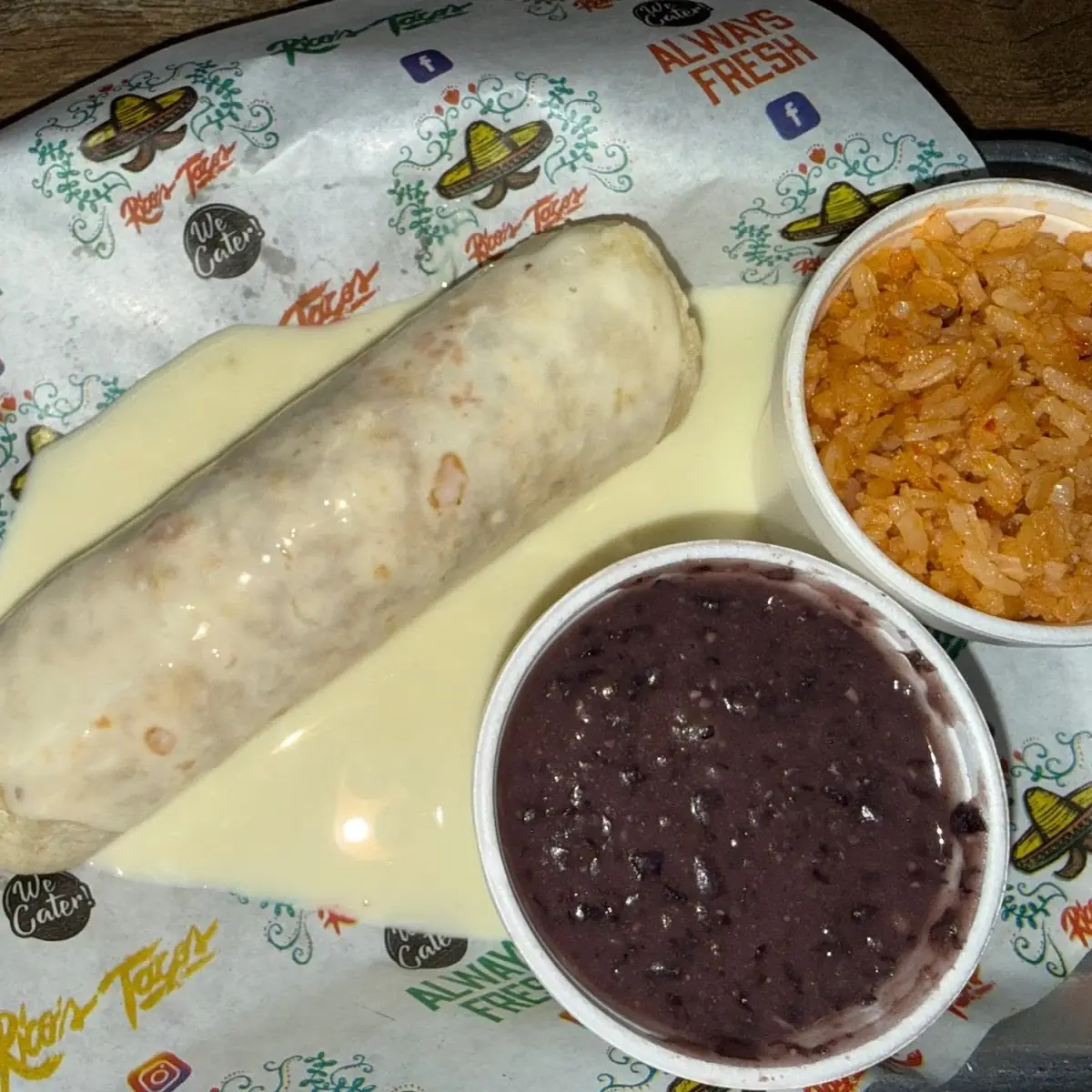 3. Kids Chicken Burrito, Rice and Beans