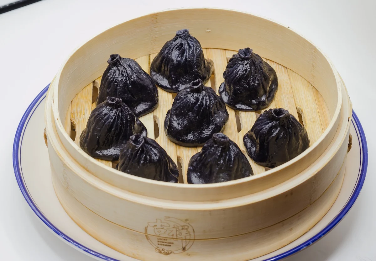 Steamed Black Truffle Xiao Long Bao 8pcs, Lucky Dumpling Kitchen Burwood Brickworks