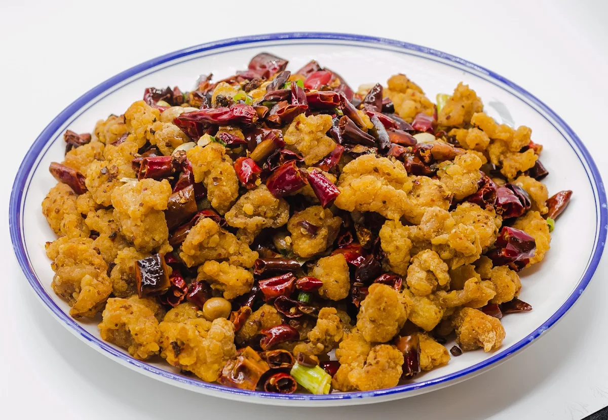Szechuan Style Fried Chicken with Dried Chilli, Lucky Dumpling Kitchen Burwood Brickworks