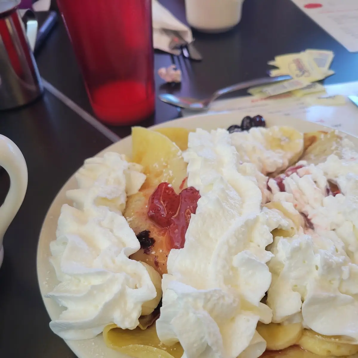 Crepes with Fresh Fruit and Pudding