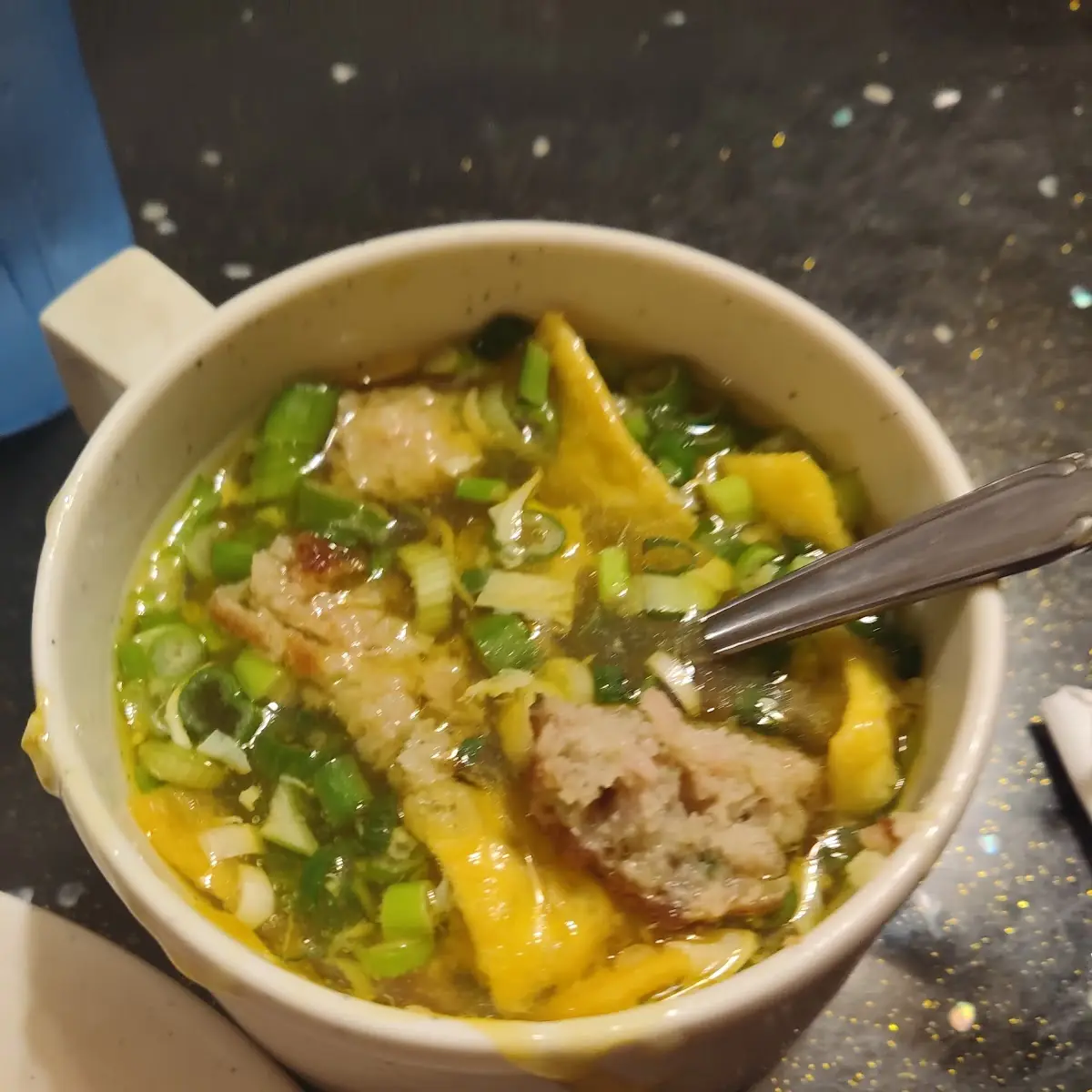 Egg Drop Soup Plus Added Meatballs