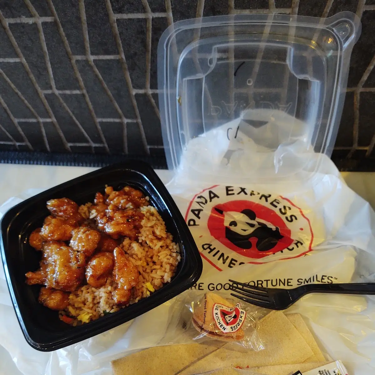 Panda Express Orange Chicken and Fried Rice Fortune Cookie