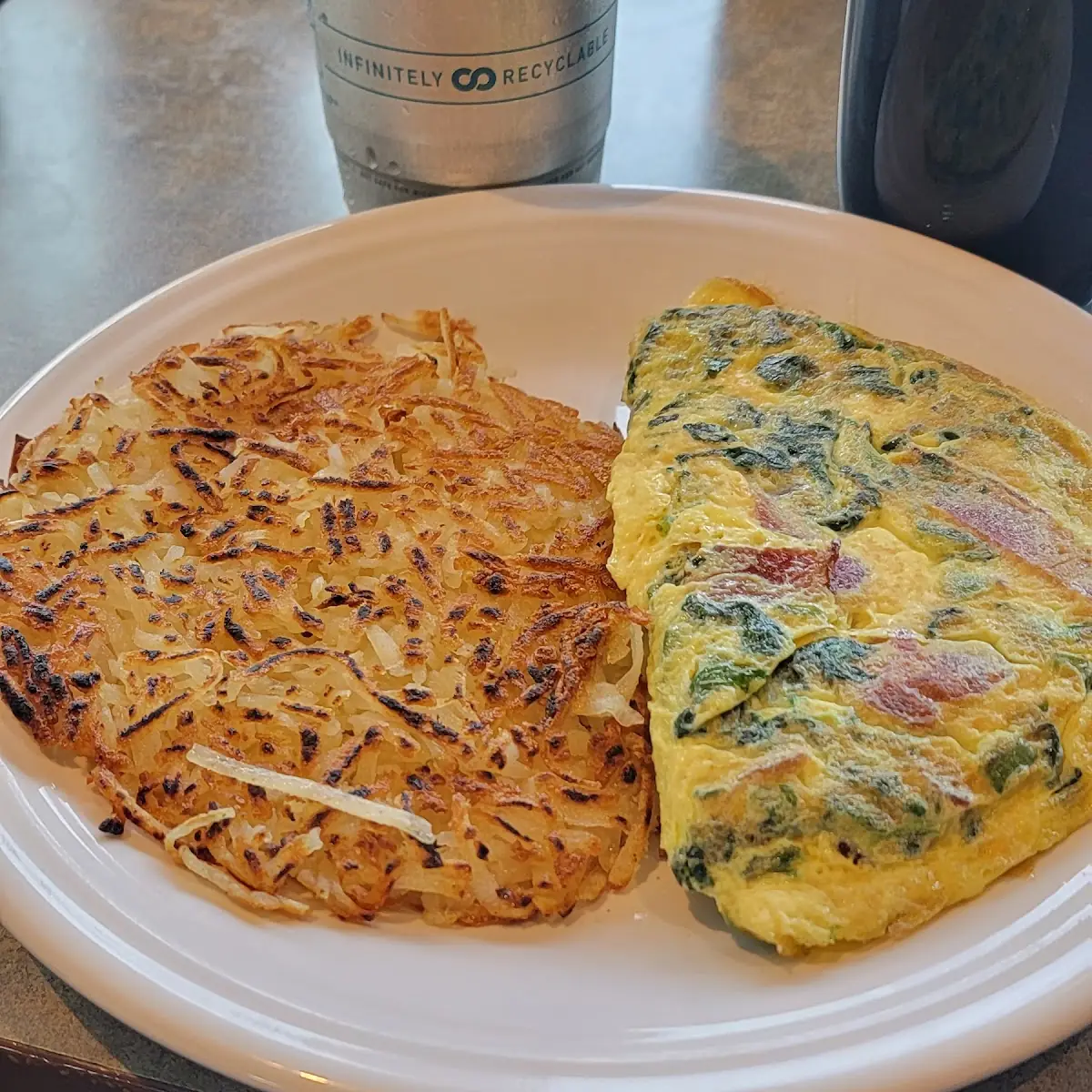 Omelette and Hash Browns
