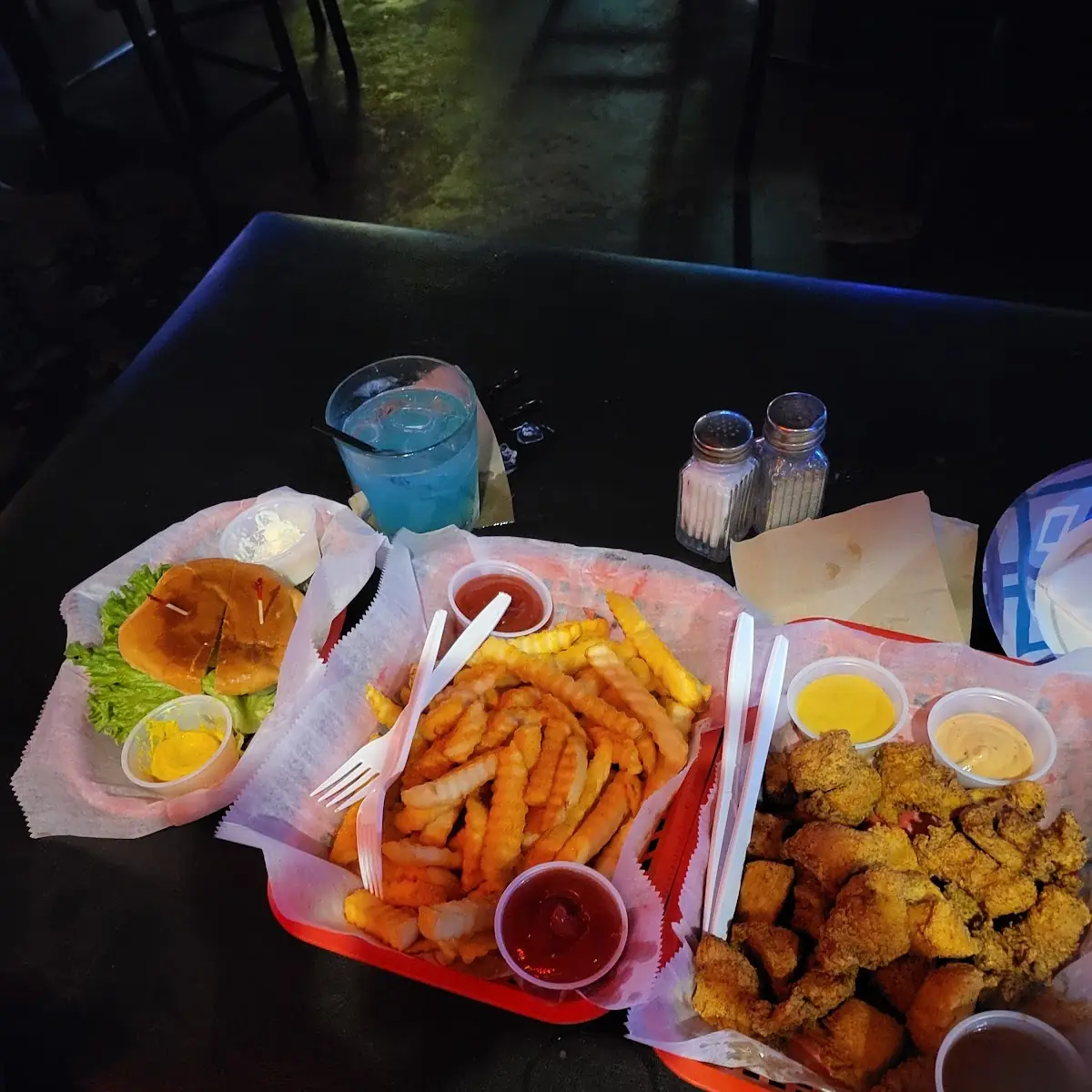 Hand Cut Chicken Nuggets and Cheese Burger