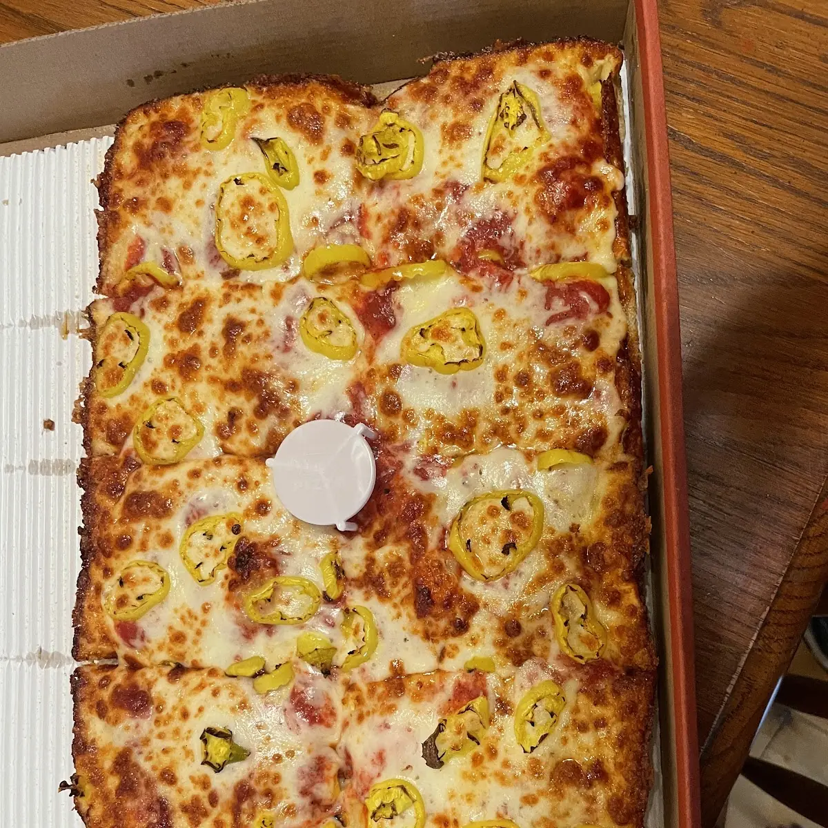 Deep Dish Cheese Pizza with Banana Peppers