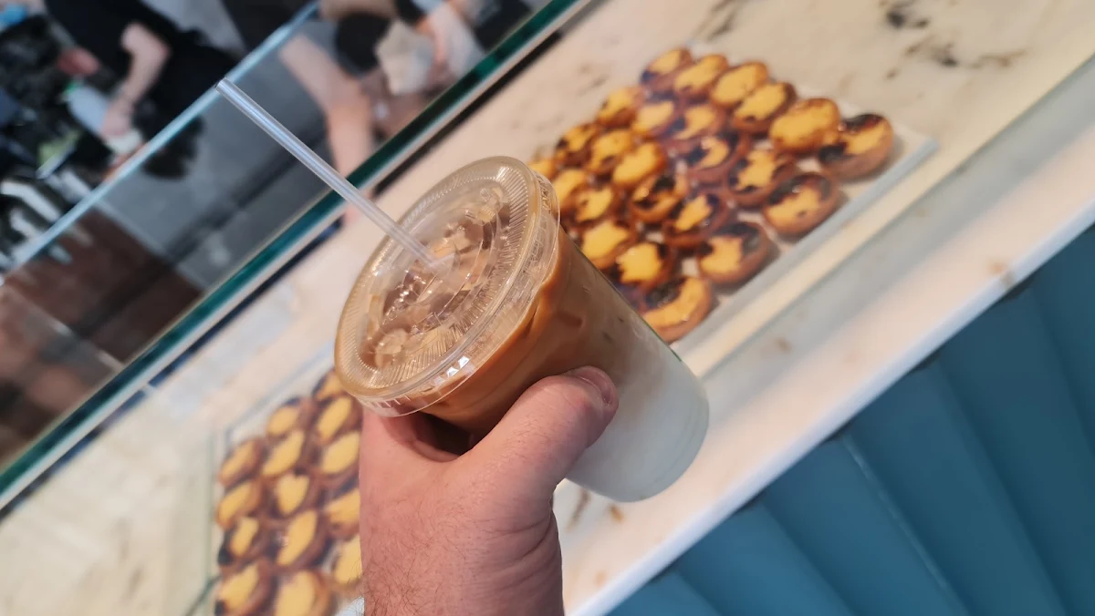 Portuguese Tart and Iced Latte, casa nata.