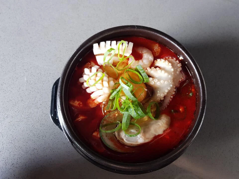 Seafood & Silken Tofu Soup Hot Stone Pot Bibim-BAP, Hanok Korean BBQ Wollongong