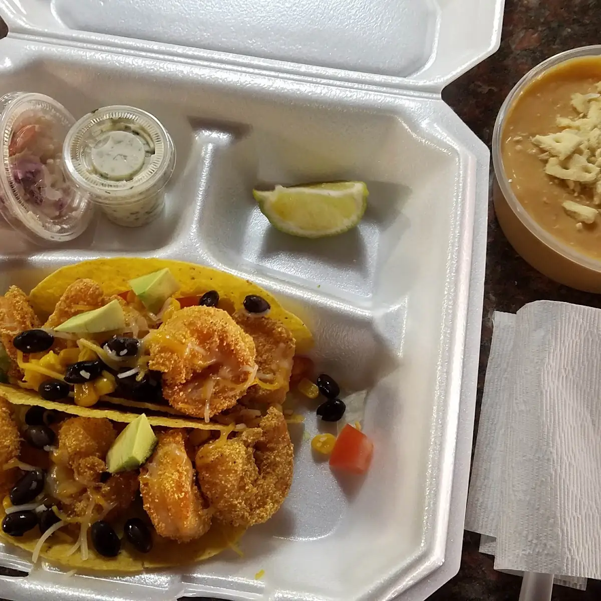 Shrimp Tacos and Lobster Bisque