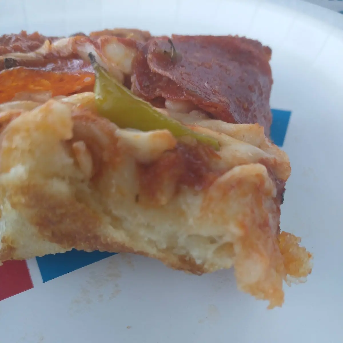 Half Cooked Green Pepper and Extra Pepperoni Pan Pizza