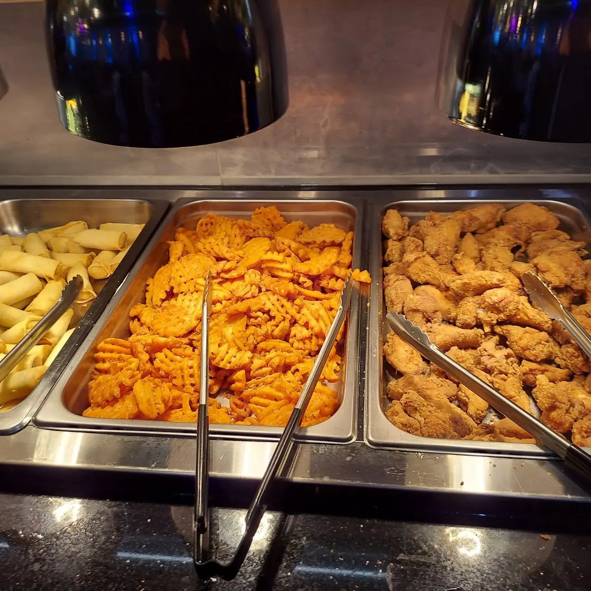 Spring Rolls Waffle Fries Fried Chicken Wings