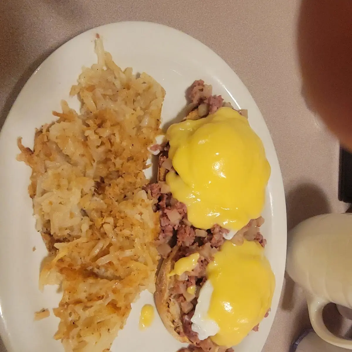 Corned Beef Hash & Swiss Omelet