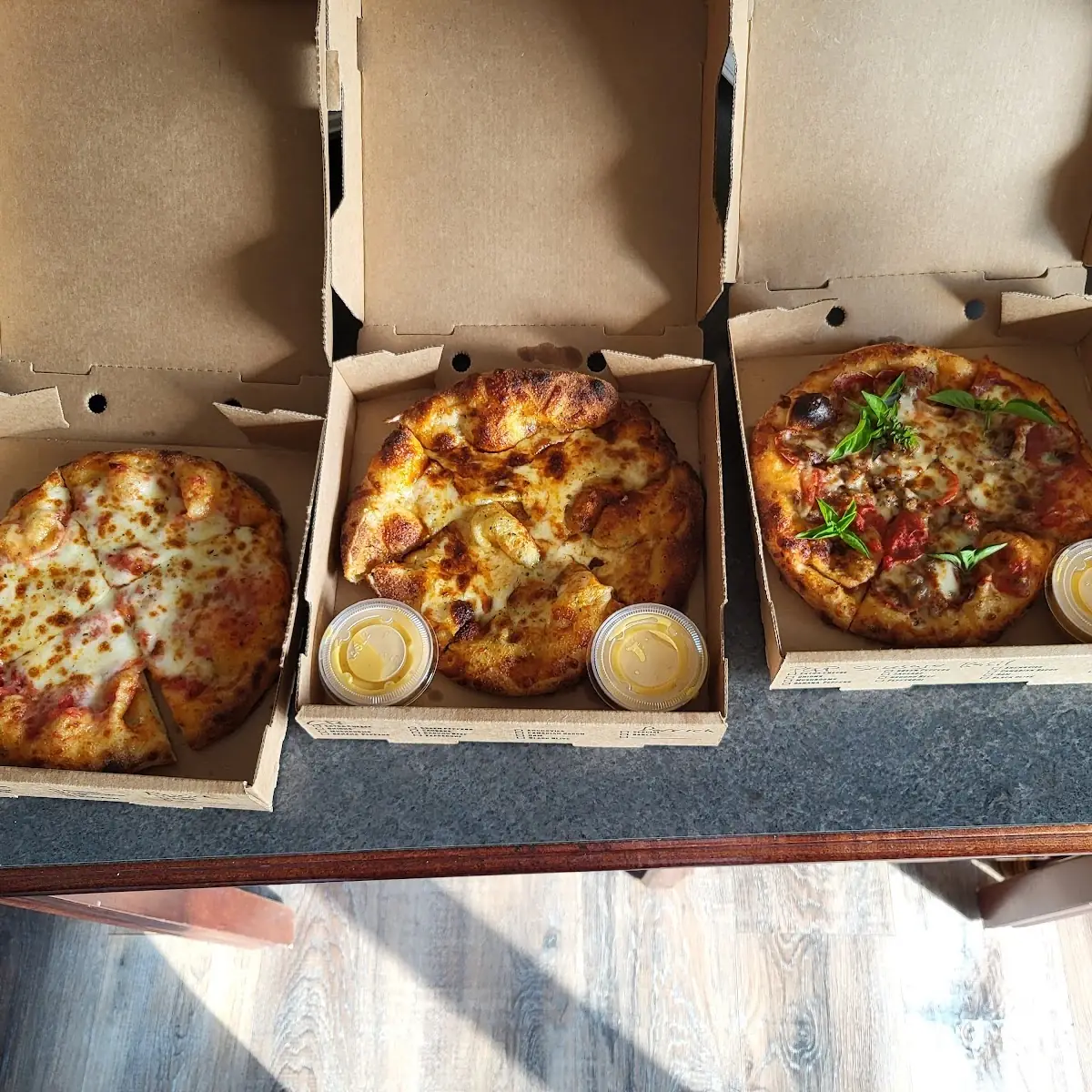 Plain Cheese Pizza and Cheesebread