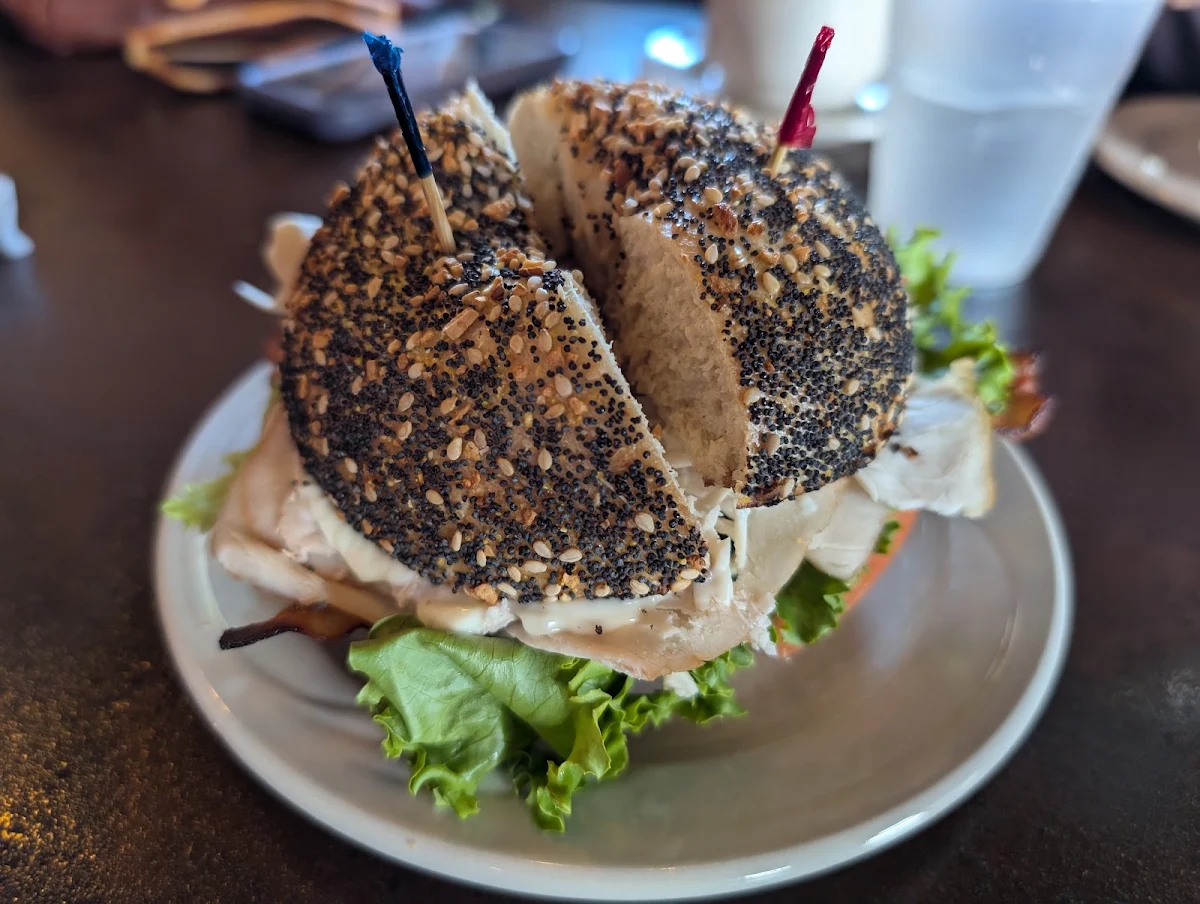 Flying Pig Sandwich on Everything Bagel