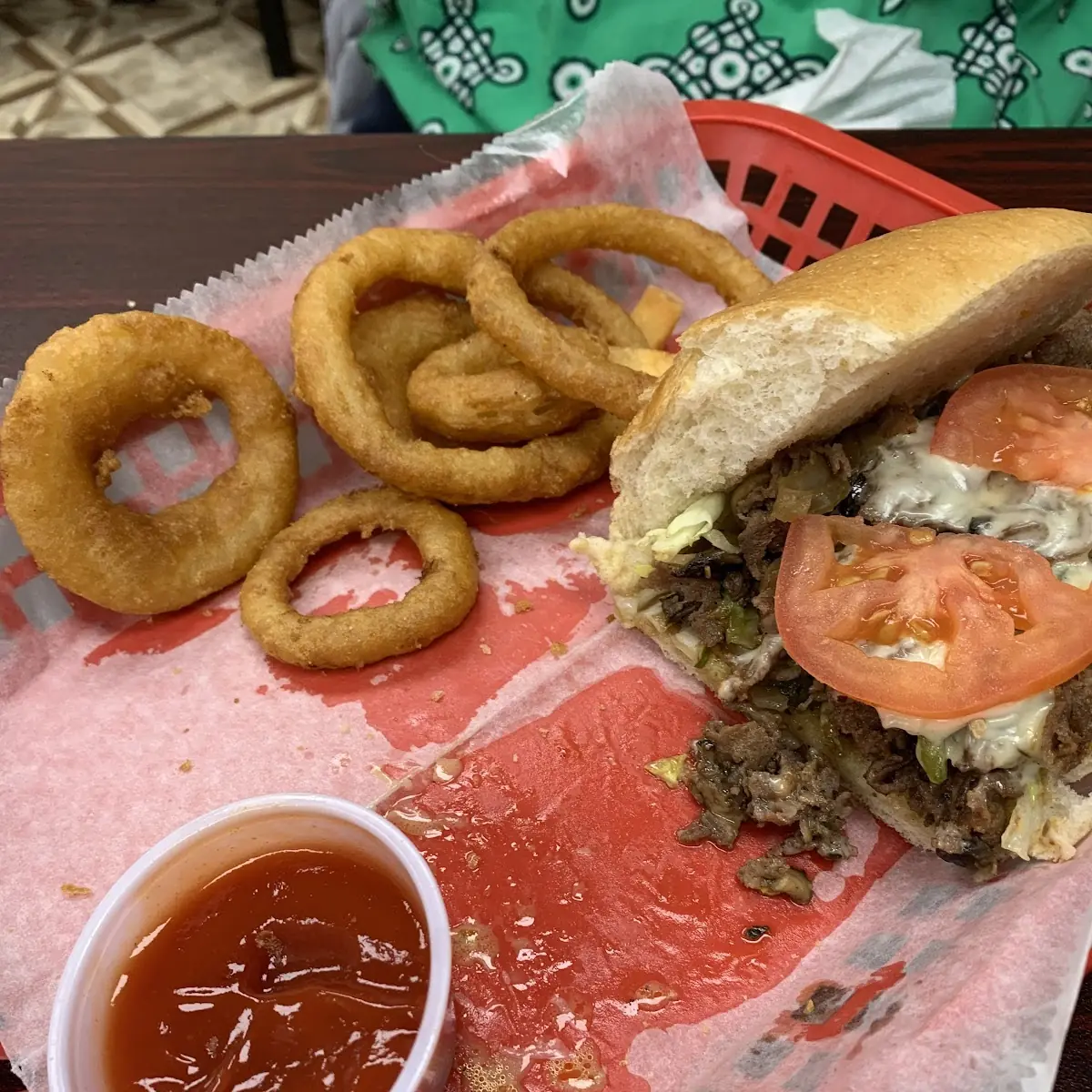 Philly Cheesesteak with Onion Rings