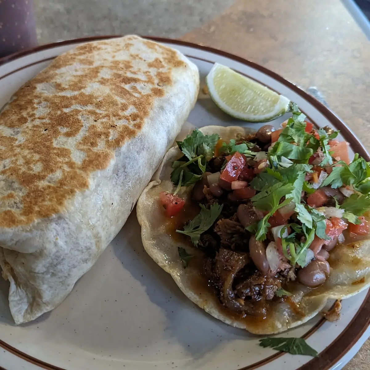 Grilled Burrito with Carnitas Taco