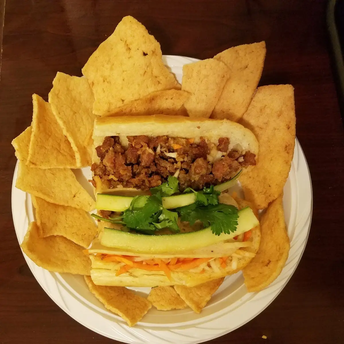 BBQ Pork Banh MI & Shrimp Chips