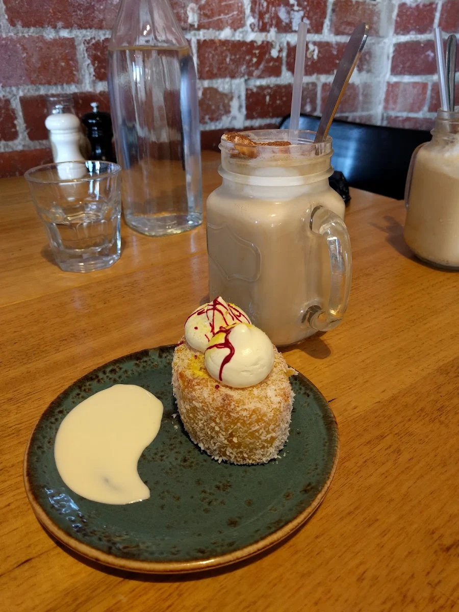 Lemon Berry Coconut Cake with Iced Coffee, Parkers Cafe