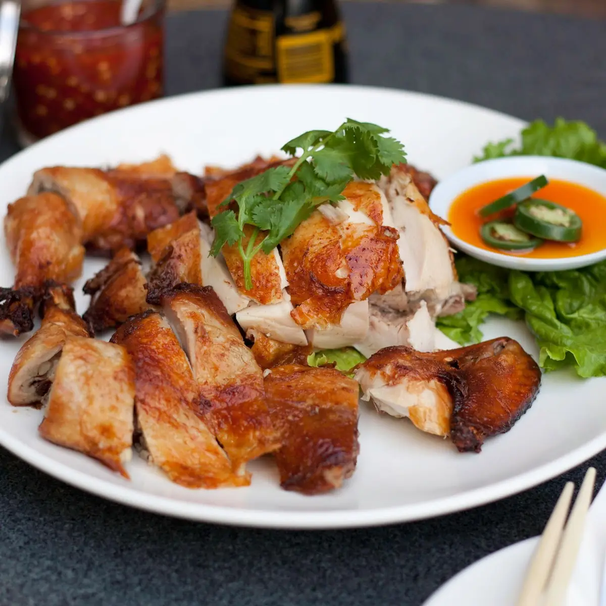 Crispy Skin Half Chicken with Steamed Broccoli