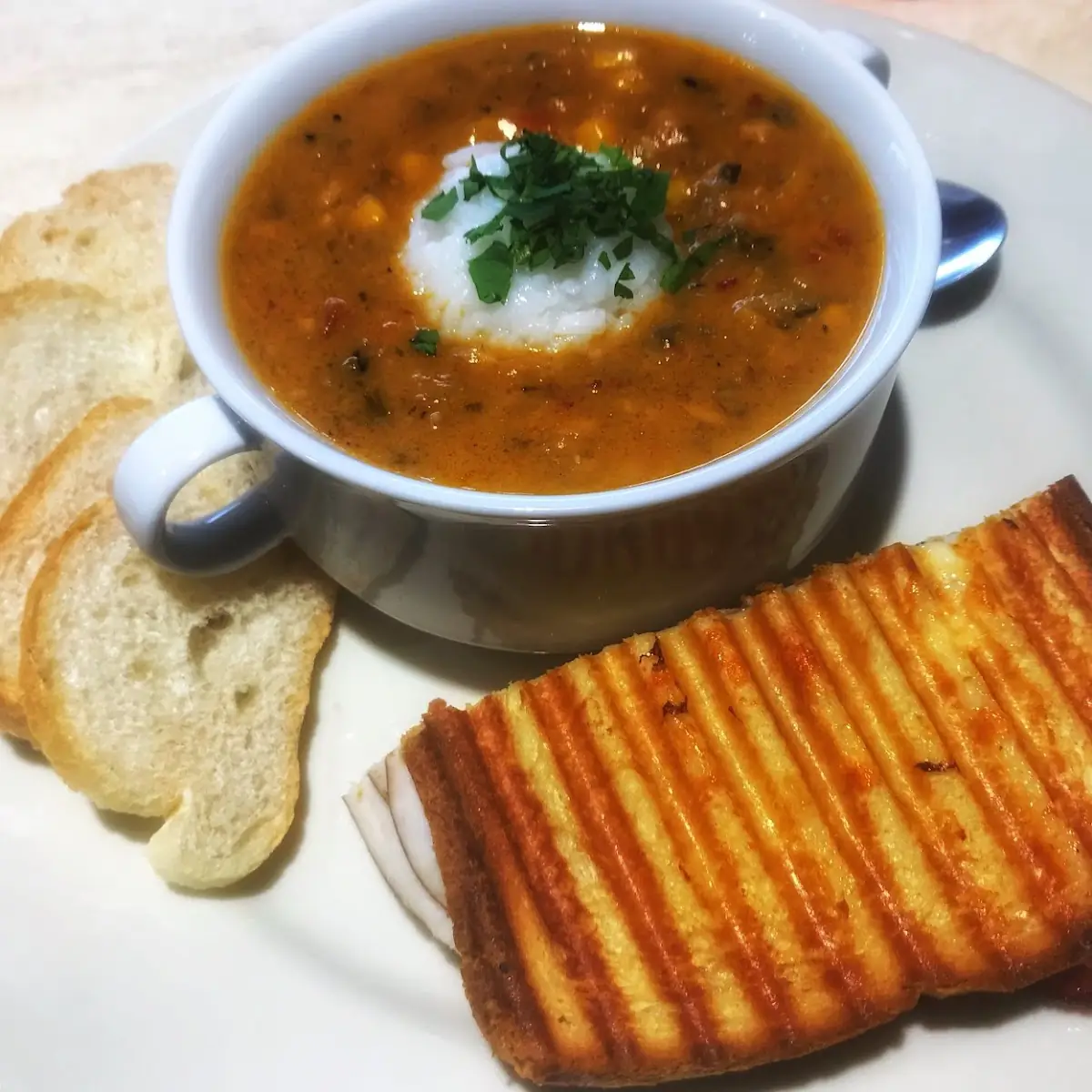Tomato Bisque with Grilled Cheese