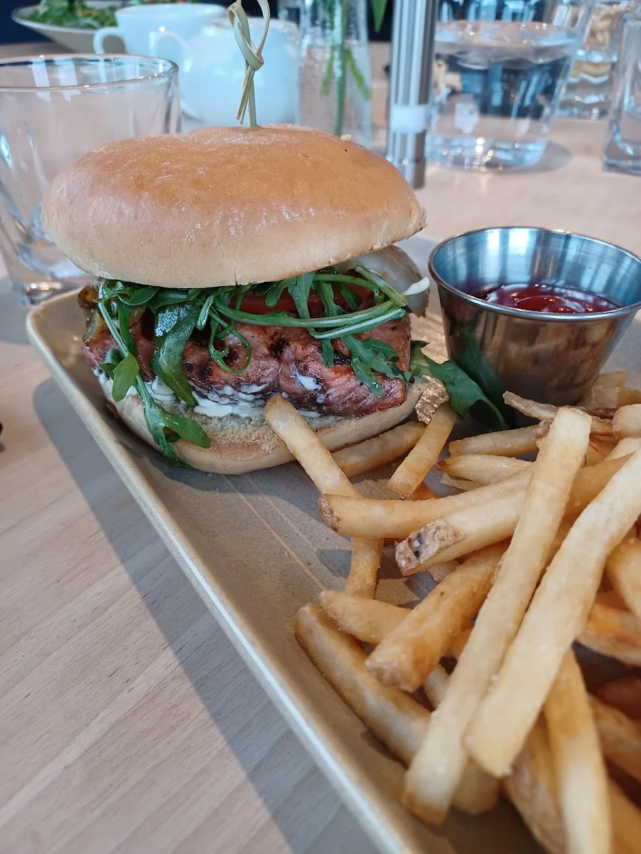 Salmon Burger, Hooded Merganser Restaurant