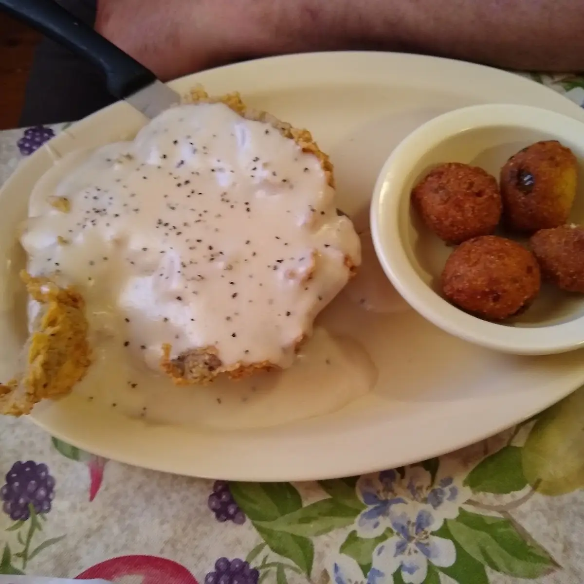 Chicken Fried Steak and Hush Puppies