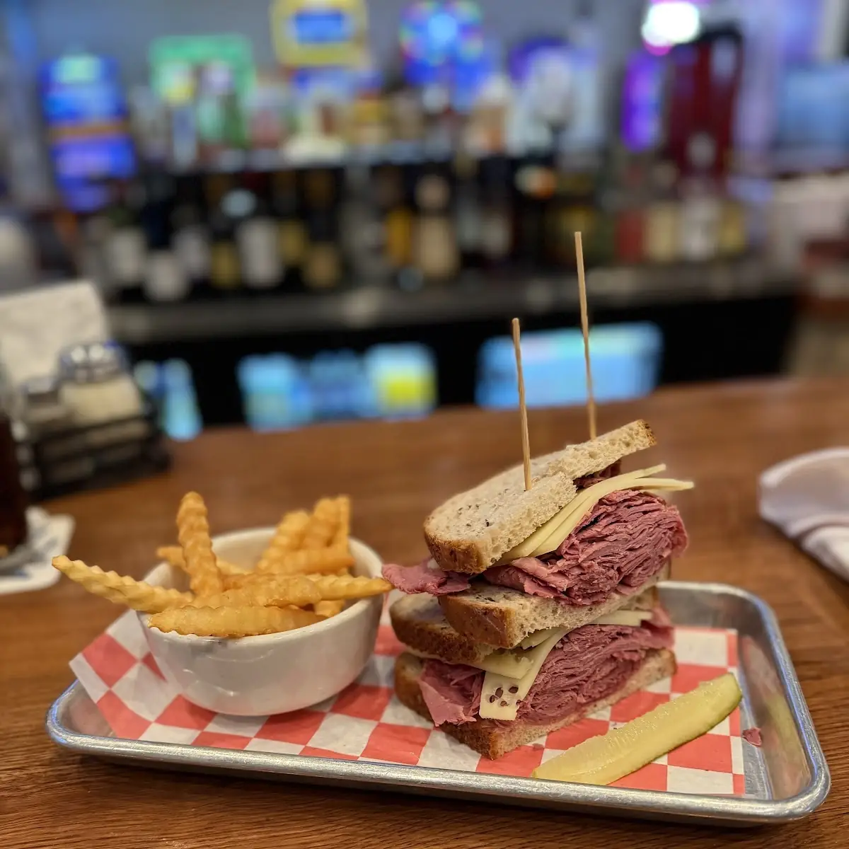 Warm Corned Beef Sandwich on Rye