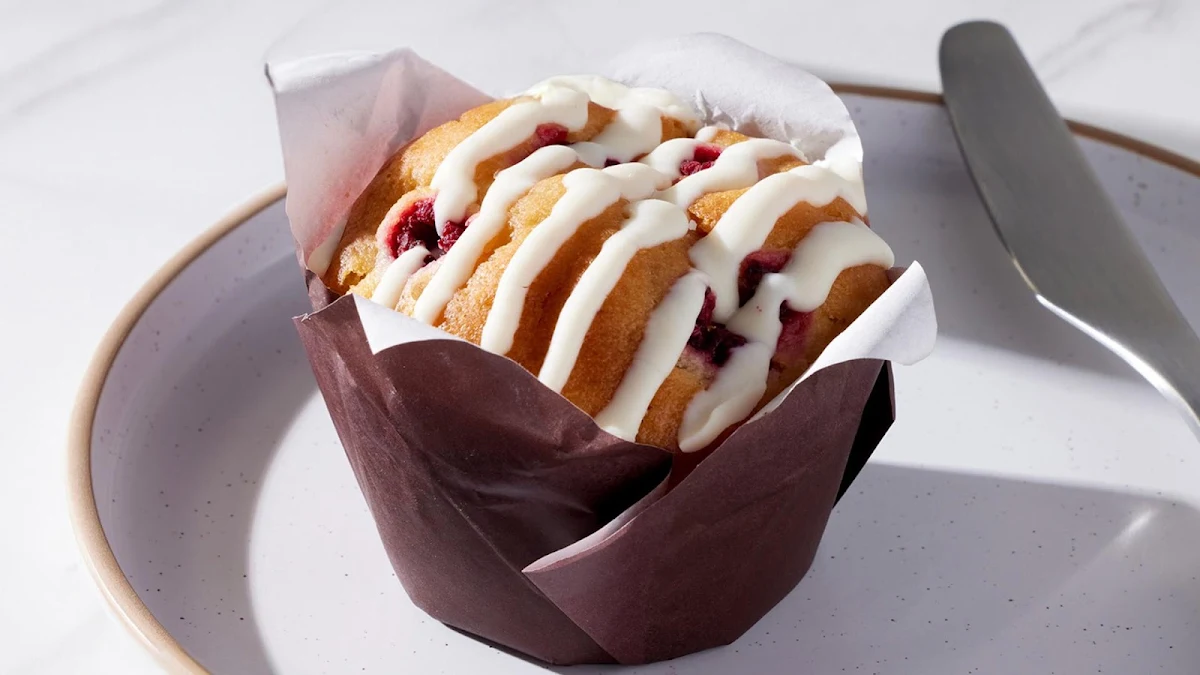 Raspberry Apple & White Choc Muffin