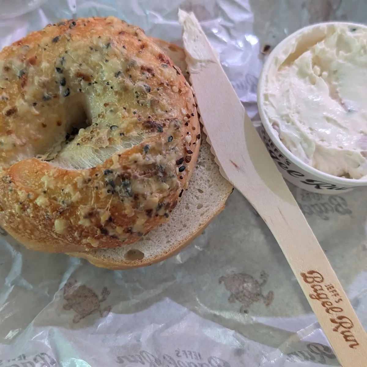 Asiago Everything Bagel with Chive Cream Cheese
