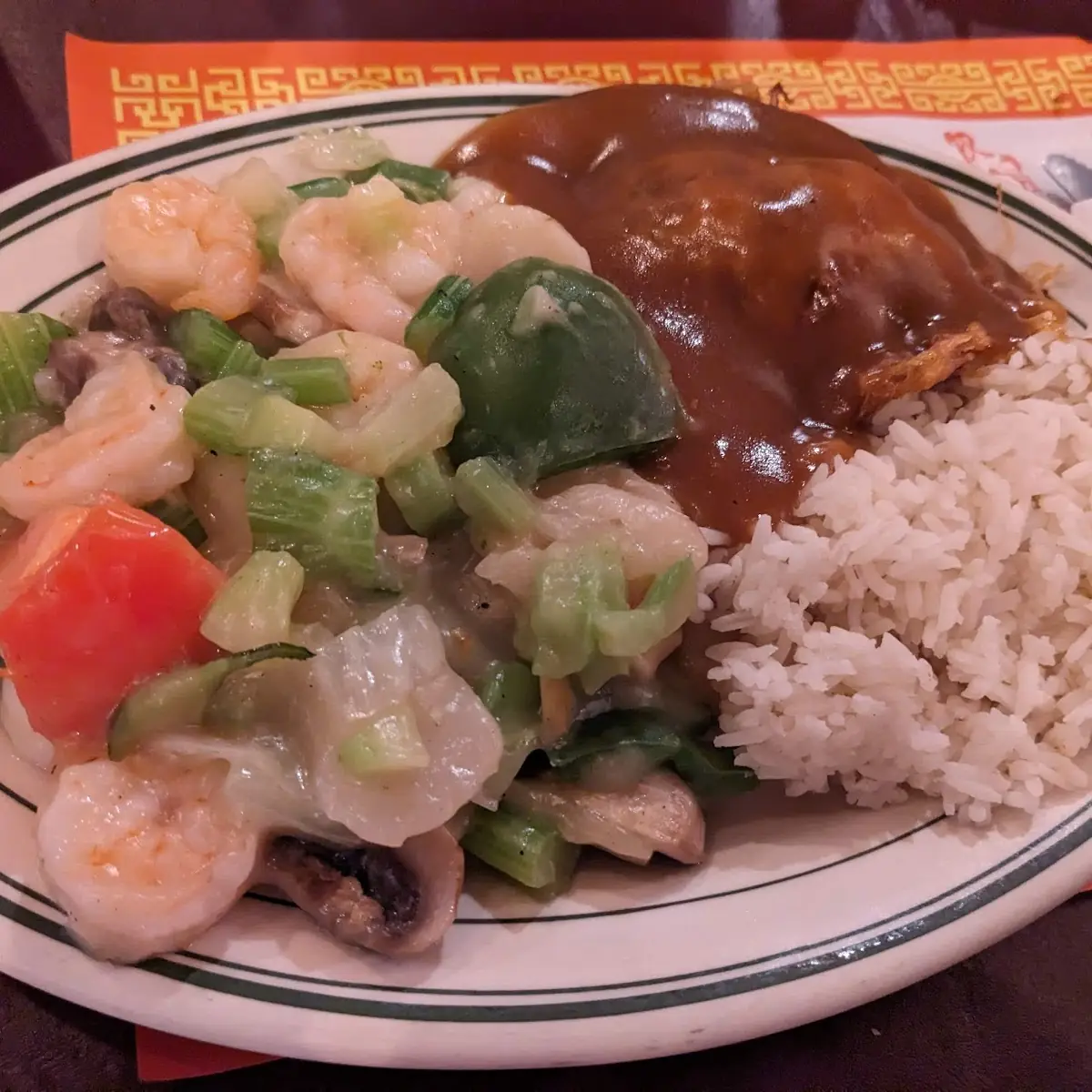 Shrimp Subgum Chop Suey with Egg Foo Young