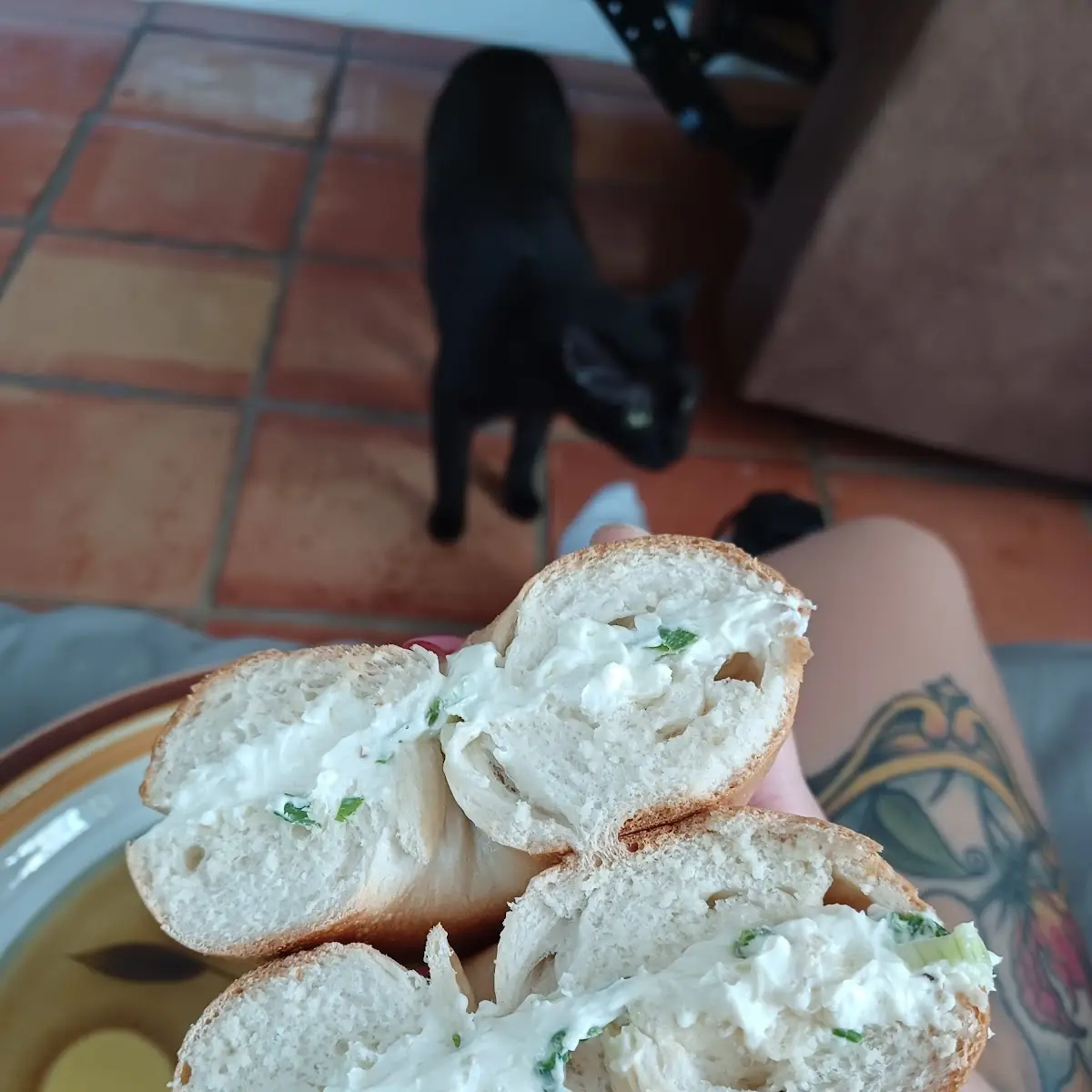 Plain Bagel with Chive Cream Cheese
