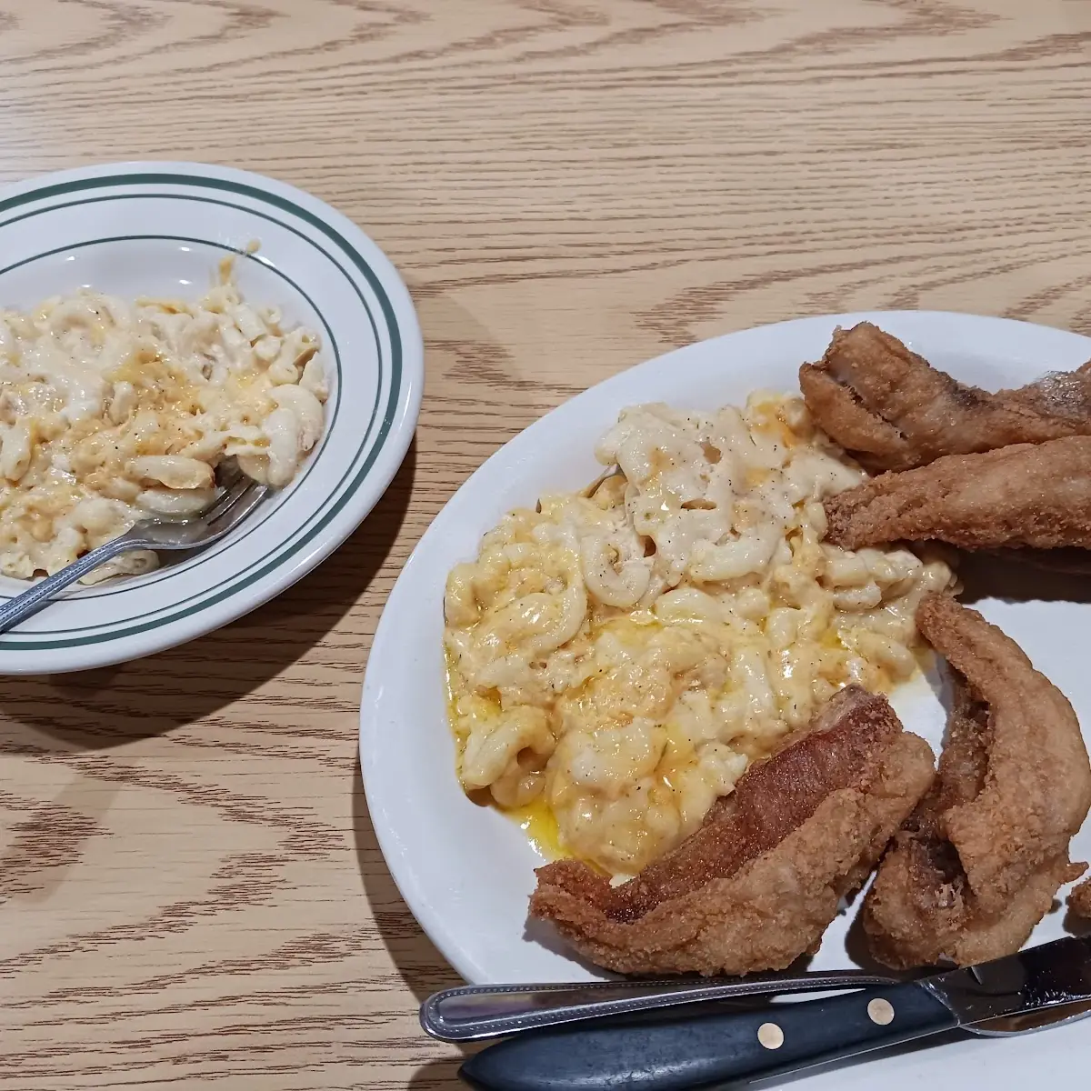 Perch Dinner with Mac N chz Coleslaw