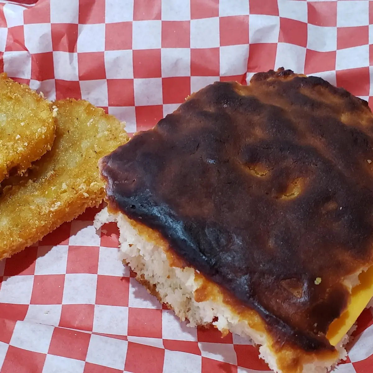 Breakfast Sausage Biscuit and Hash Browns