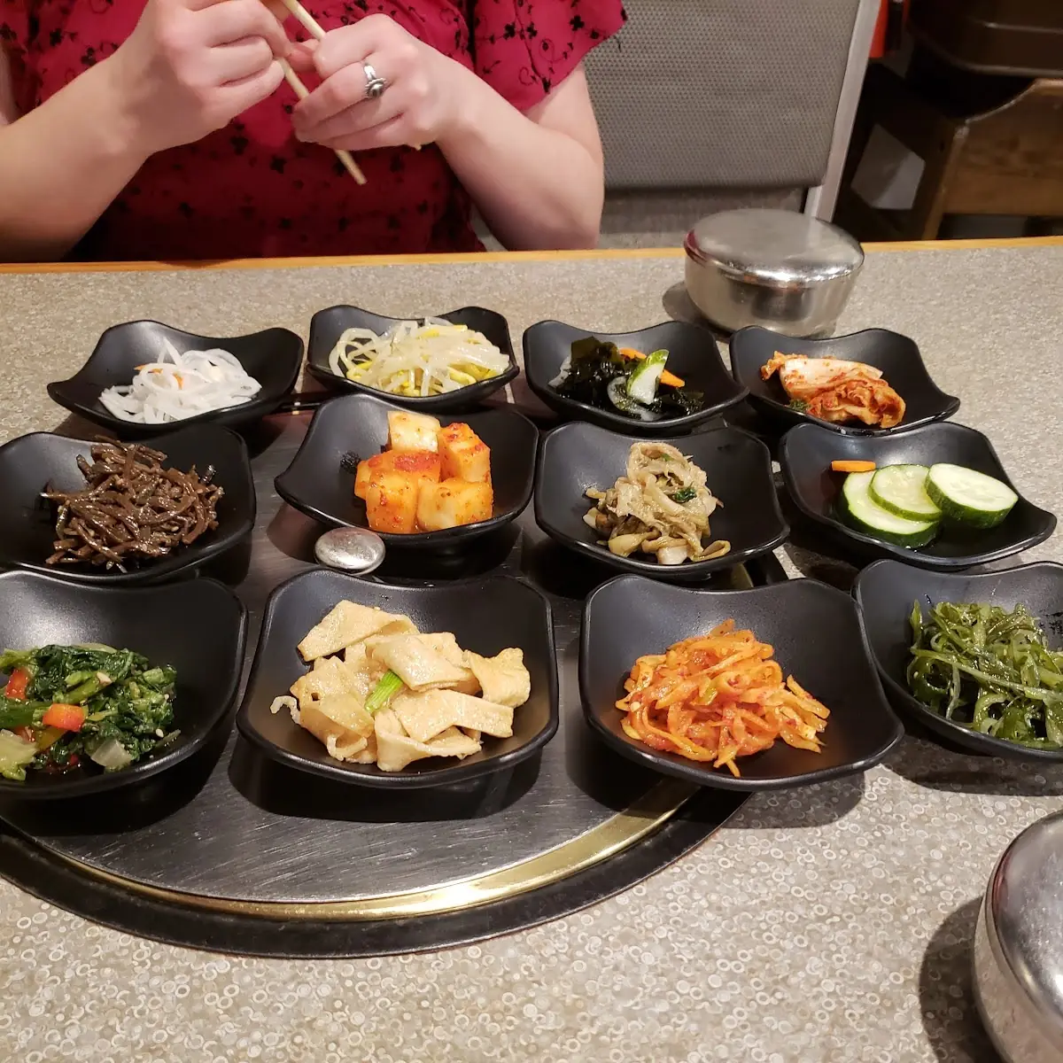 Assorted Salads Kimchi Pickled Cucumbers